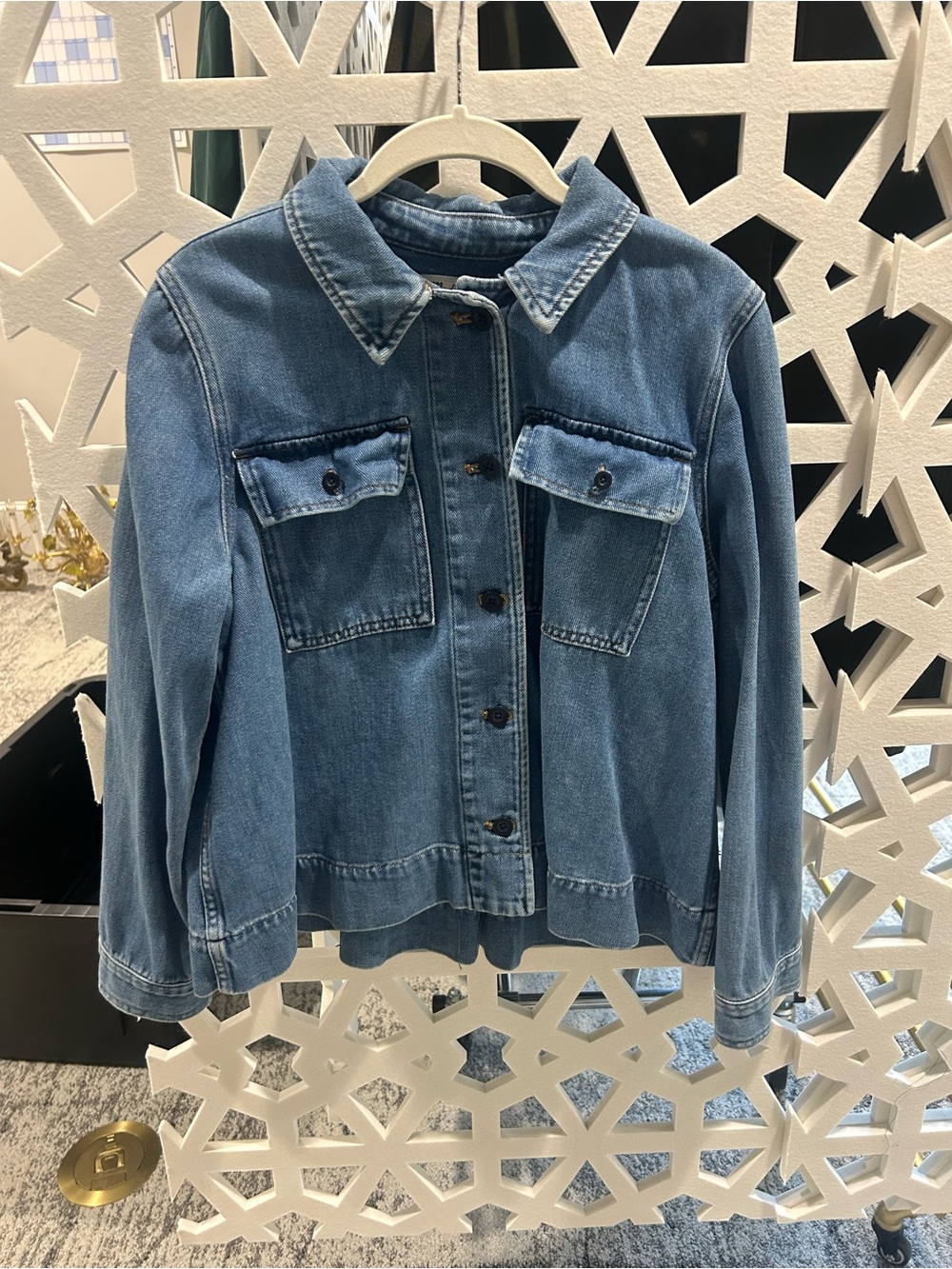 Madewell Blue Denim Button-Front Shirt Jacket